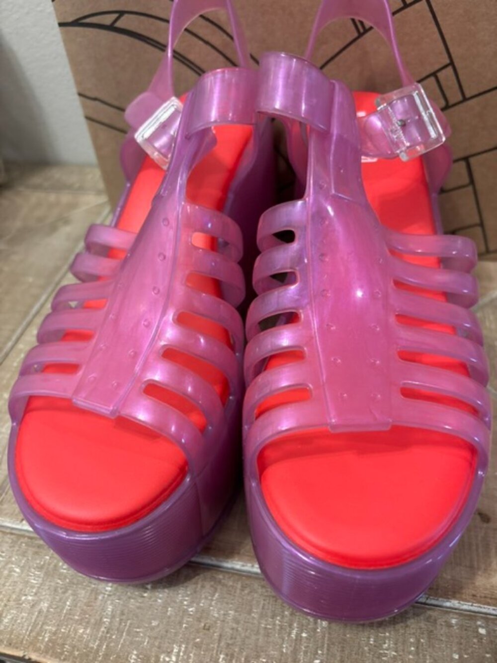 NEW Melissa MEL Station 79 Pearly Pink Platform Sandals Candy Scented - Picture 2 of 5